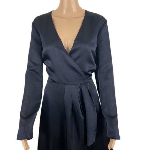 NWT Joie MilTona B Wrap Dress Midnight size Large Wrap front with Self Tie close - Picture 2 of 13